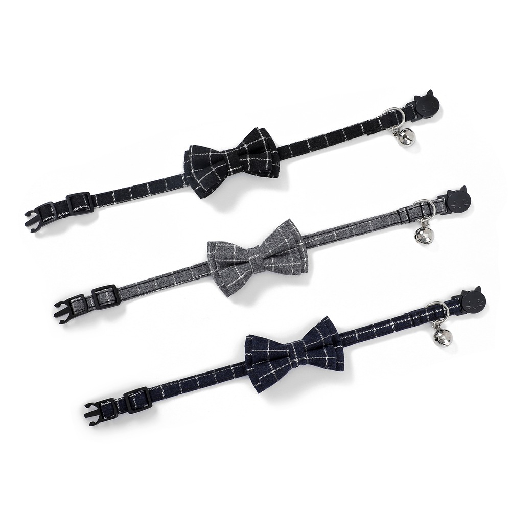 Fabricantes de nuevos productos de mascotas transfronterizos a punto cuadrillas de estilo británico arco collar de gato arco collar de gato