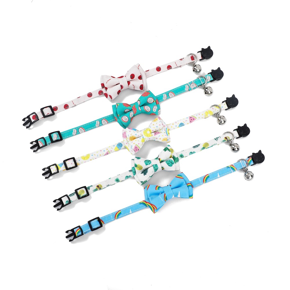 Fabricante spot nuevo producto transfronterizo collar para mascotas cara de gato hebilla de seguridad collar de campana de gato collar de pajarita de gato