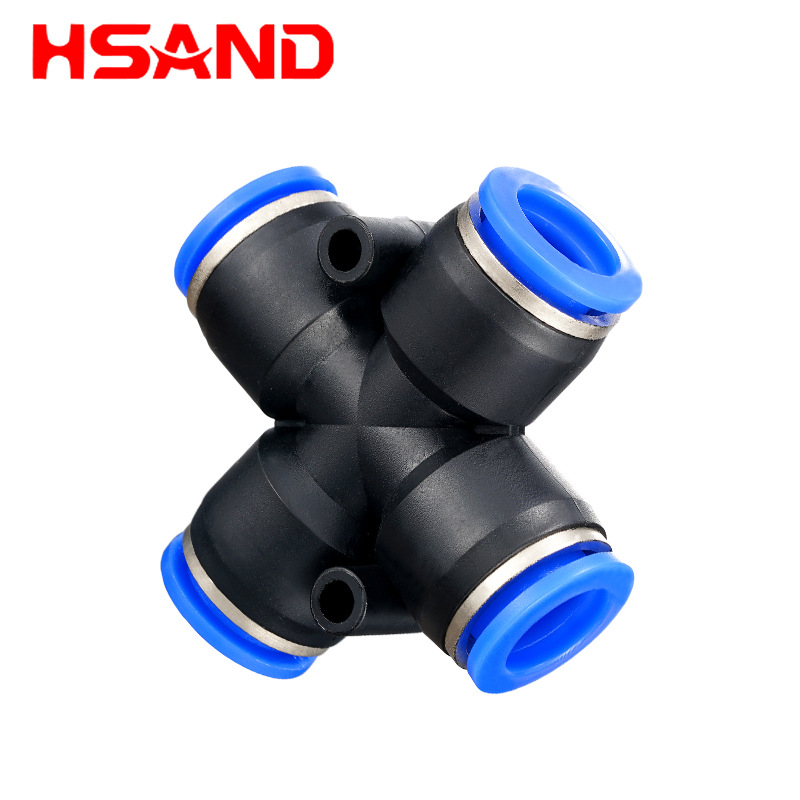 气动元件PZA十字四通气管塑料快速快插接头PZA4/6/8/10/12mm四边