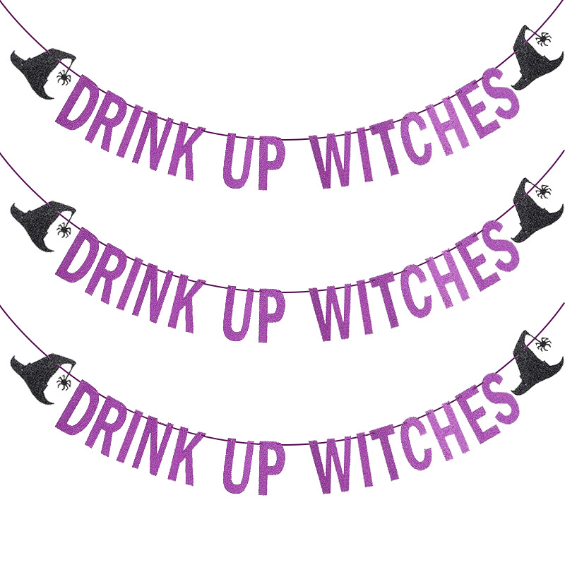 Sombrero decoración cadena bandera brillo letras tire flor beber brujas tire bandera fiesta de Halloween