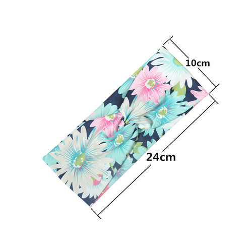 Amazon Cross-border European and American knotted crossover elastic headband with cotton print for sports and yoga, can print patterns