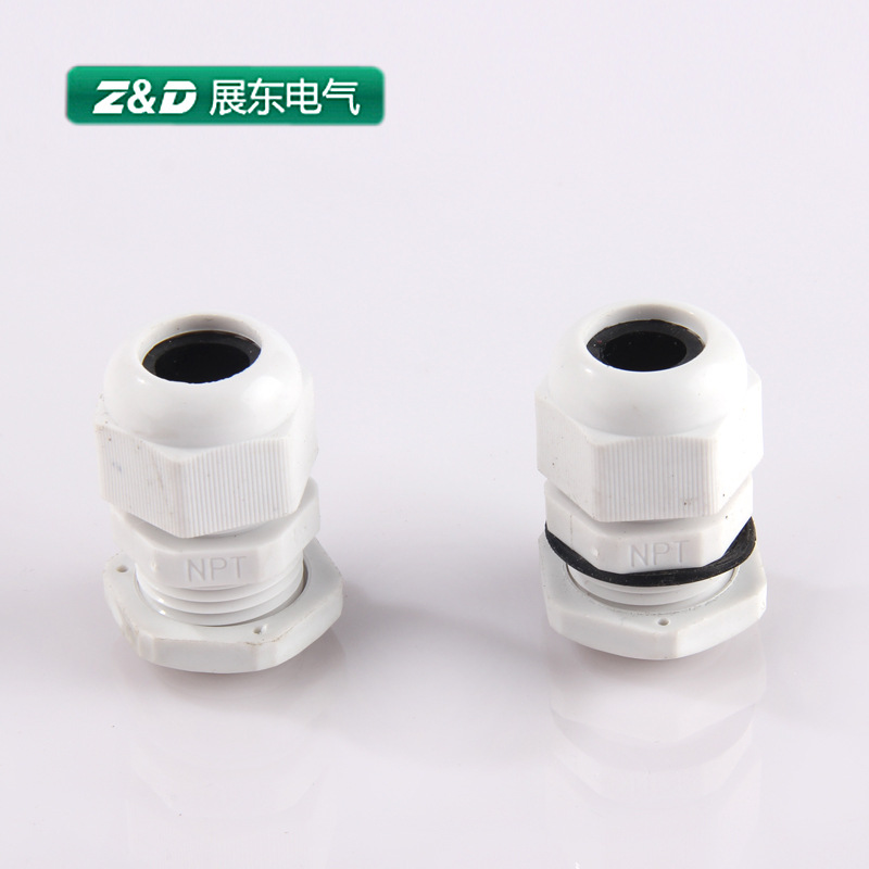 现货供应尼龙接头展东电气NPT尼龙电缆防水接头固定头格兰头