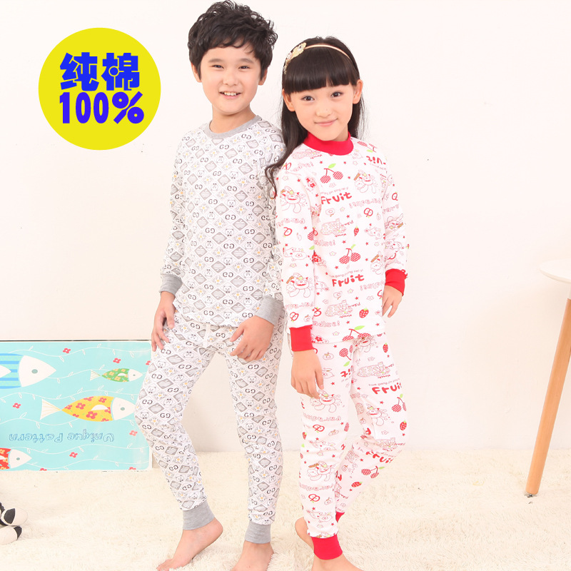 Conjunto de ropa interior de algodón para niños con plumas de Arco Iris para niños y niñas suéter de algodón ropa de otoño pantalones largos conjunto de ropa interior pantalones de suéter de Estudiante