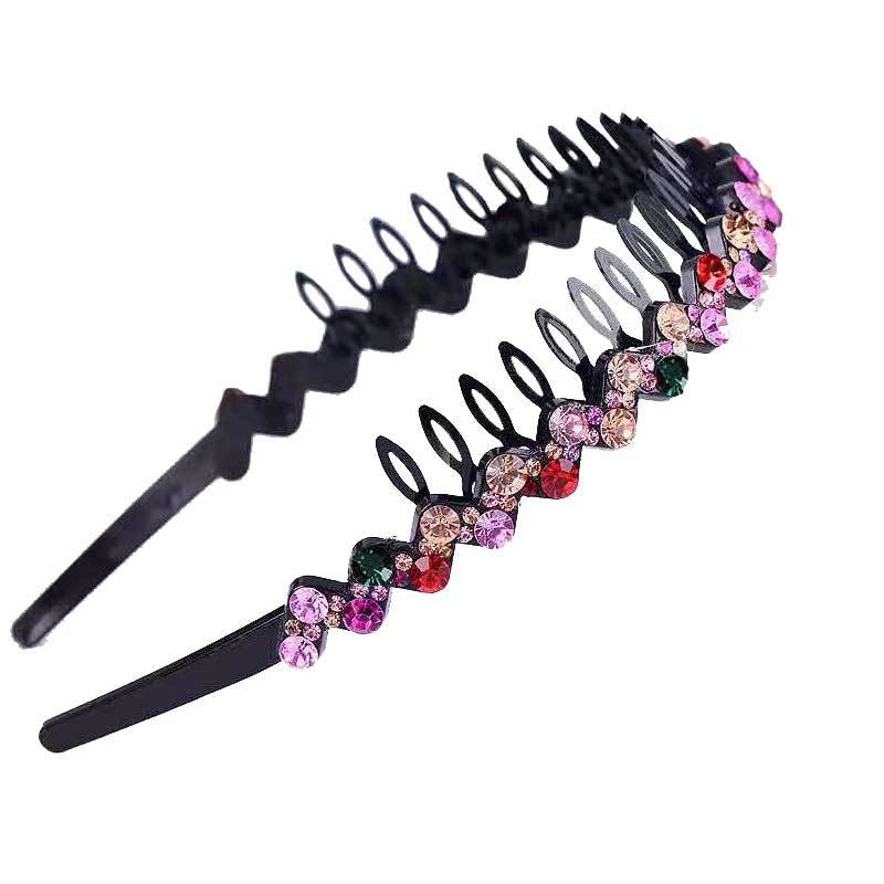 Venta al por mayor celebridad de internet dentado antideslizante diadema banda de pelo horquilla de las mujeres clip de pelo tocado de las mujeres todo partido rhinestone pelo presionando anillo de pelo