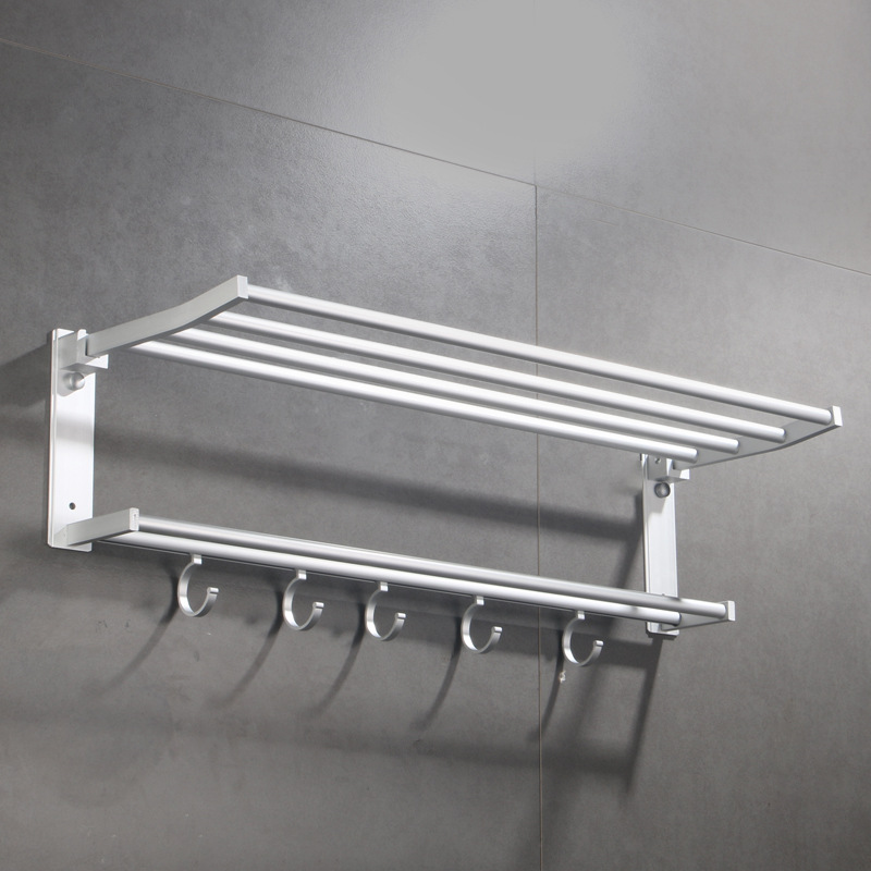 Fábrica en stock Punch-libre instalación toalla rack espacio aluminio baño toalla rack almacenamiento rack
