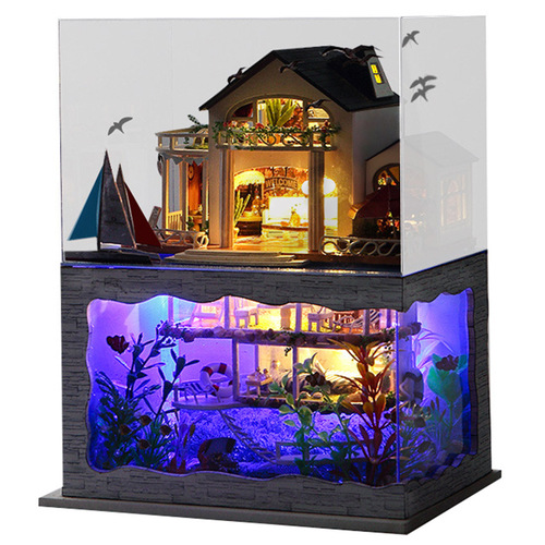 Tianyu TC4 Impression Hawaii DIY Cottage Seaside Villa Room Model Hand-assembled Wooden Toy Gift 