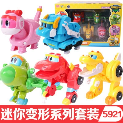 Transforming robot & dinosaur toy set, mini and large models, multi‑color single pieces and packs