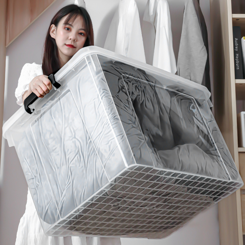 Transparent storage box thickened plastic toy storage box quilt clothes storage box moving large capacity storage box