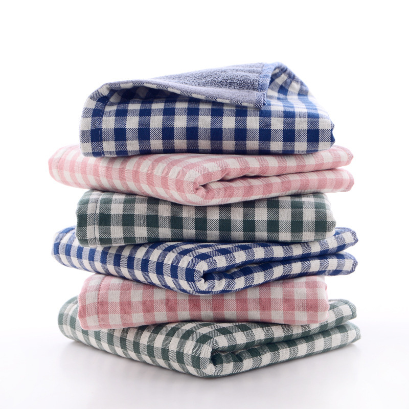 Japanese-style Plaid Cotton Gauze Double-sided Towel Absorbent Daily-use Adult Men's and Women's Face Wash Face Towel Japanese-style Plaid Cotton Gauze Double-sided Towel Absorbent Daily-use Adult Men's and Women's Face Wash Face Towel