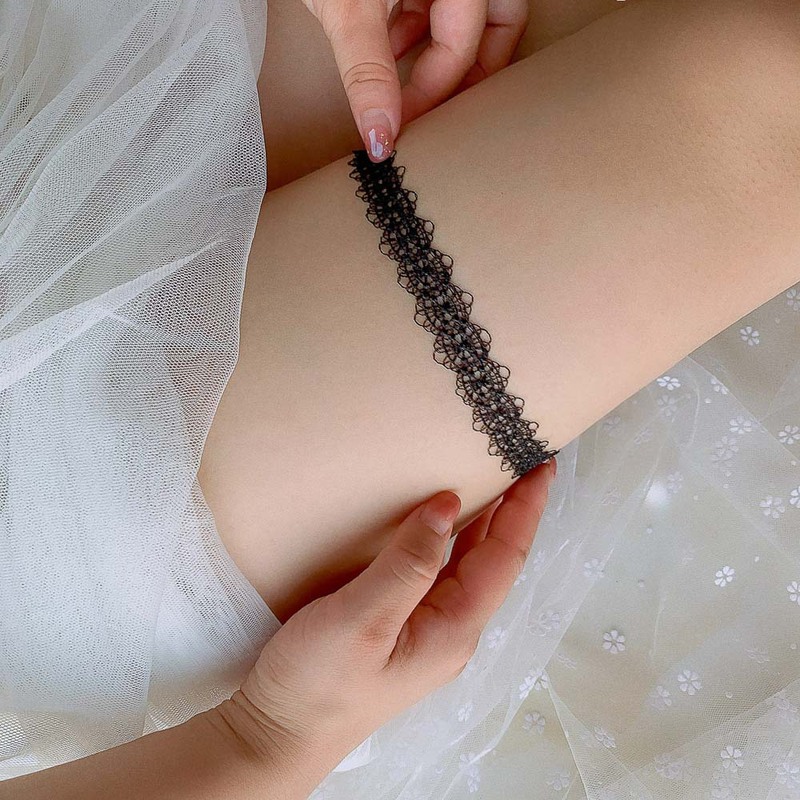 Cross-Border Foreign Trade European and American Bridal Garters Western Wedding Black Lace Garters Sexy Thigh Rings Sexy Leg Rings
