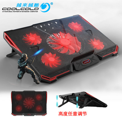 跨境代发五风扇笔记本散热器冰魔4笔记本电脑散热器多档调节支架