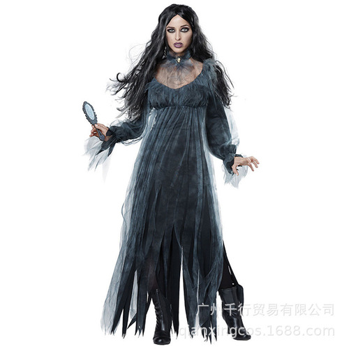  Halloween Costumes Ghost Bride Witch Vampire Cosplay Performance Game Costume Horror European and American Cloak