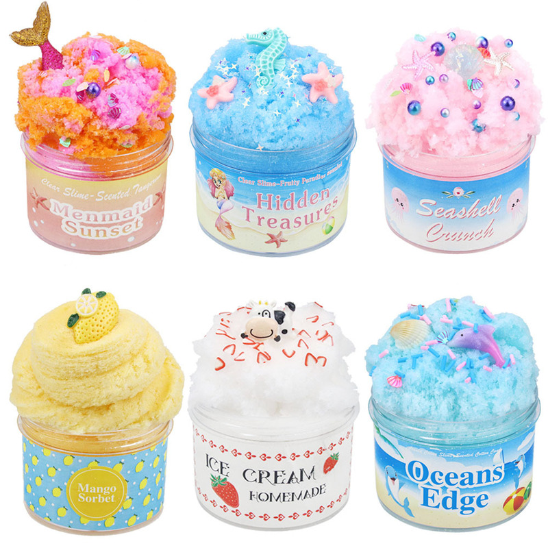 Cross-Border Special Supply Marine Cartoon Slime Cotton Mud Brushed Mud Slime Colored Mud Factory Direct Sale 100ml