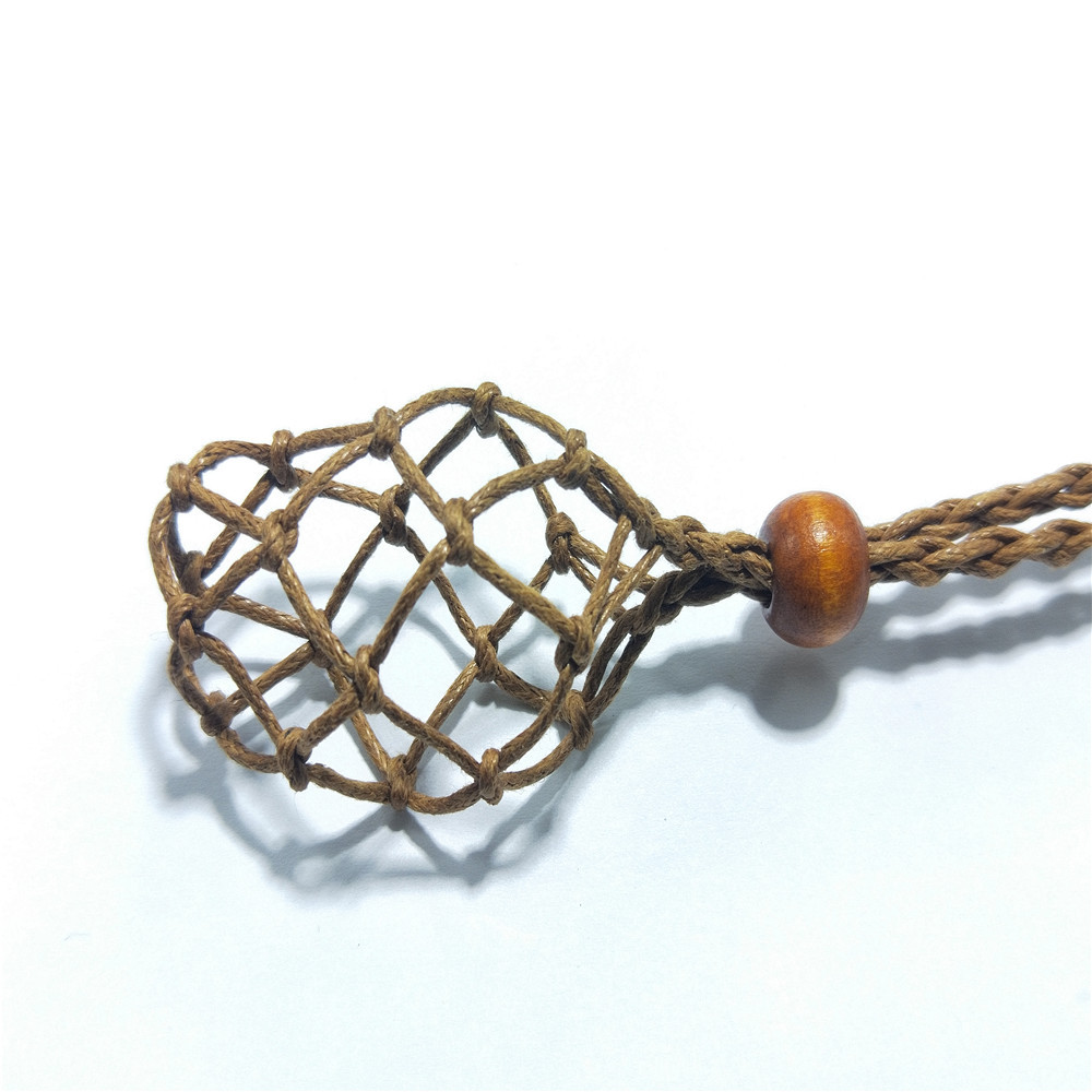 Transfronterizo de piedra natural bolsillo de red trenzado colgante ajustable bolsillo de red retráctil mano trenzada red soporte cuerda retro