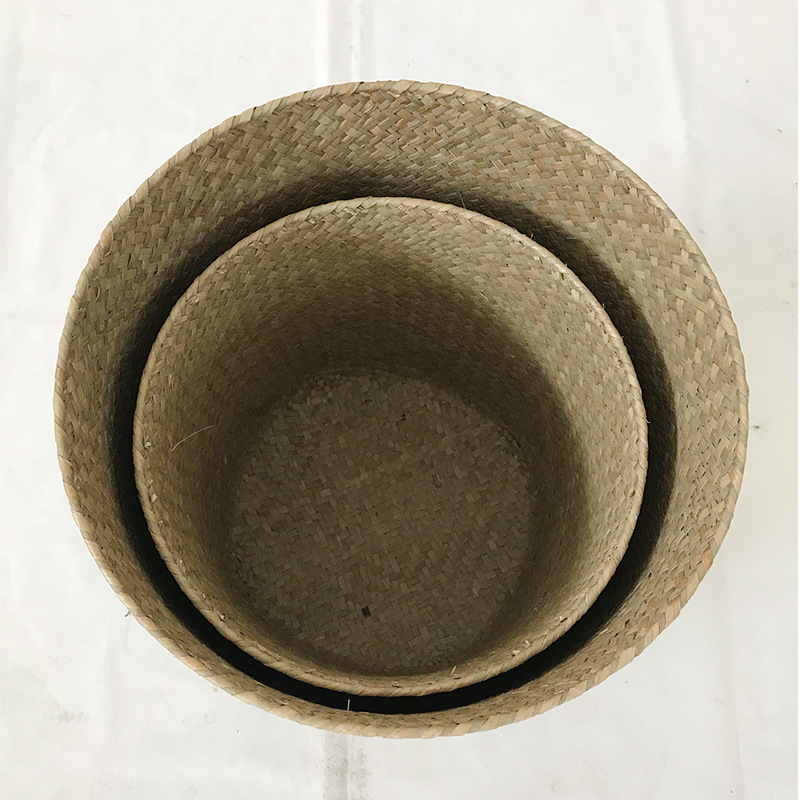 TGP6 color natural hecho a mano algas tejidas olla cesta simple decoración Almacenamiento de mano maceta escritorio pequeño florero