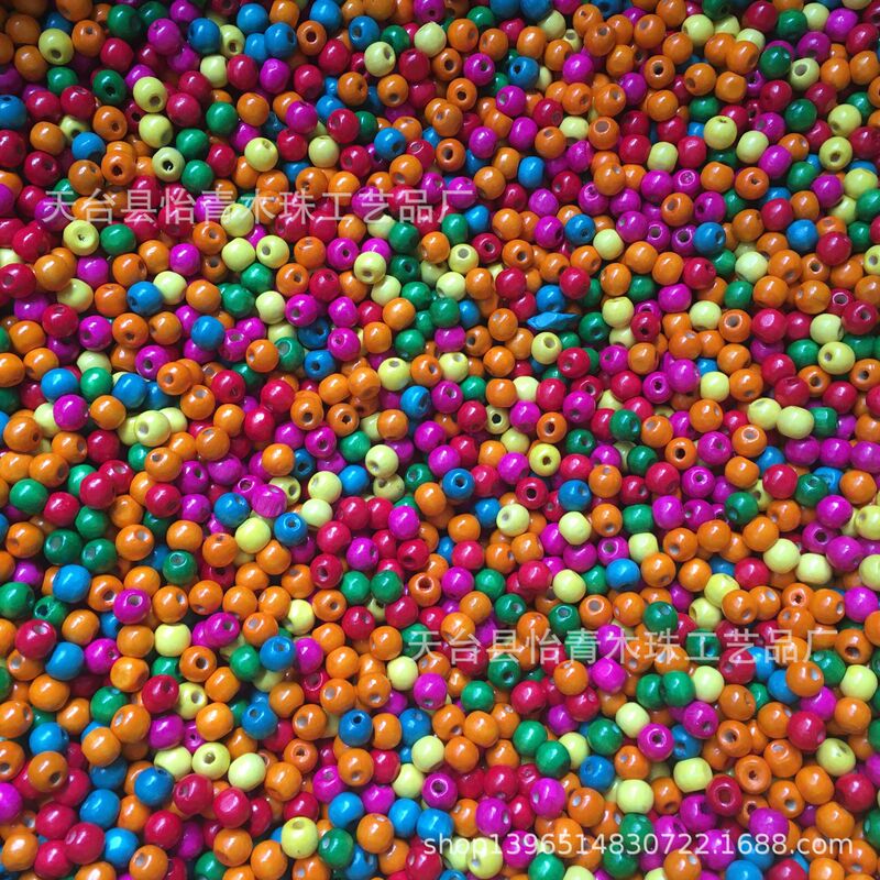 Natural Environmentally Friendly Colorful Wooden Beads Large Hole DIY Jewelry Accessories String Rope Cushion Beads Round Beads Special Manufacturer Wholesale
