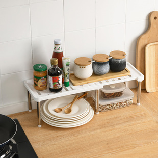 Kitchen Retractable Storage Rack Seasoning Bottle Cosmetic Seasoning Shelf Double-Layer Stainless Steel Table Top Seasoning Rack