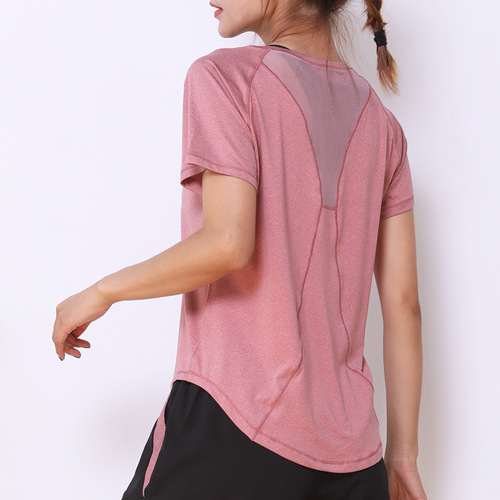 Loose Quick-Dry Yoga Women's Running Fitness Short Sleeve T-Shirt Mesh Breathable Plus Size Sports Top Thin New Style