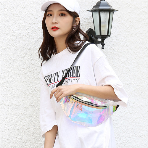 2024 new summer waist bag, personalized colorful laser waist bag, TPU waterproof mobile phone waist bag, fashionable crossbody chest bag