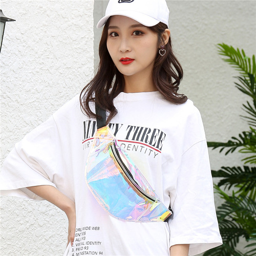 2024 new summer waist bag, personalized colorful laser waist bag, TPU waterproof mobile phone waist bag, fashionable crossbody chest bag
