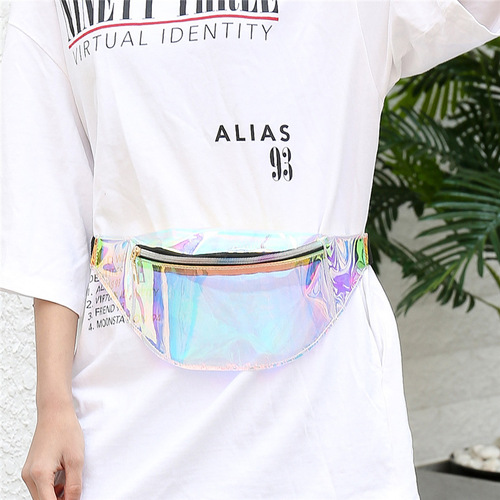 2024 new summer waist bag, personalized colorful laser waist bag, TPU waterproof mobile phone waist bag, fashionable crossbody chest bag