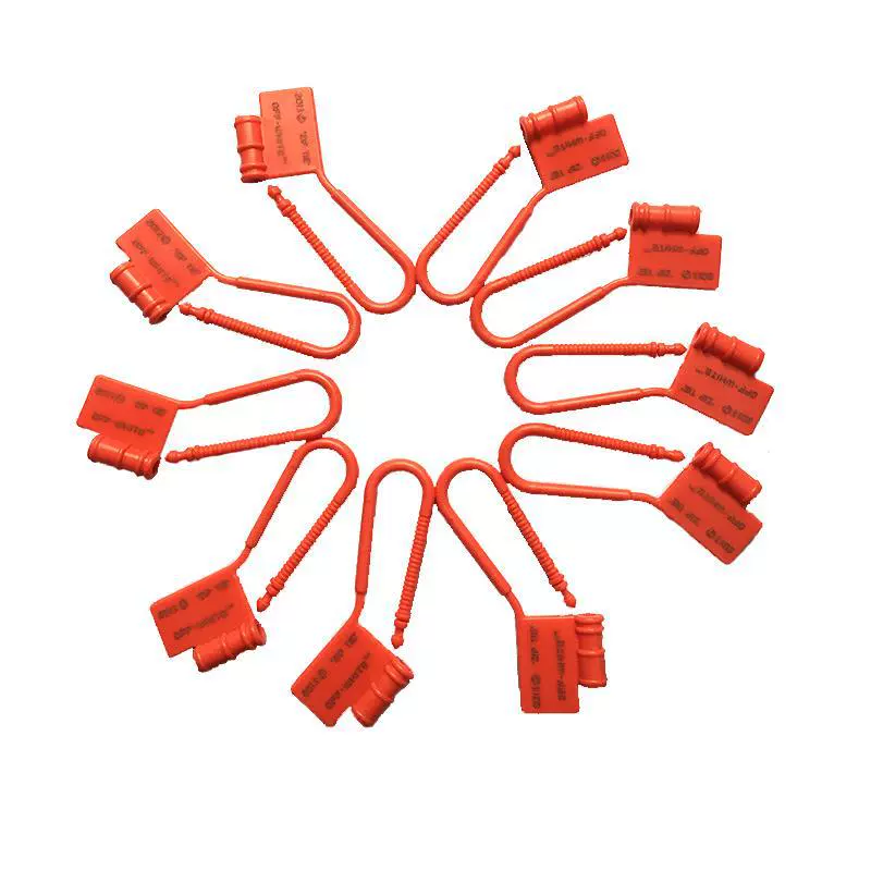 Пластиковый замок с уплотнением для защиты от подделок, анти-Регулируемая сумка, красная этикетка с маленьким замком, этикетка, сумка, белая Противоугонная пряжка