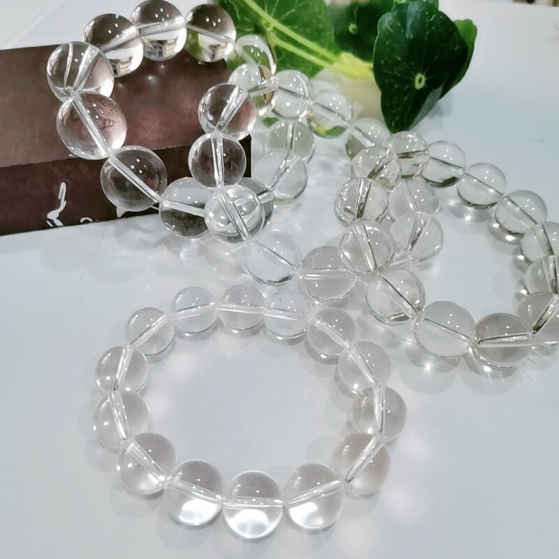 Imitation White Crystal Bracelet White Crystal Transparent Bead Bracelet Ice Transparent Impurity-Free Crystal Chain Direct Sales Wholesale Live Broadcast Gifts