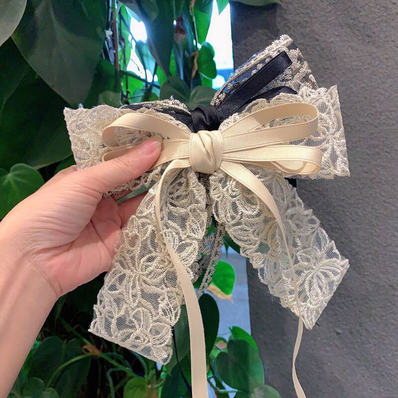 Korean Internet Celebrant New Style Chanel Style Super Fairy Bow Ribbon Spring Clip Hairpin Fashion All-match Boutique Hair Accessories