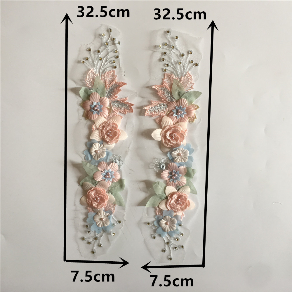 Flor tridimensional perla artificial encaje malla encaje collar flor DIY bordado ropa decorativa apliques Accesorios