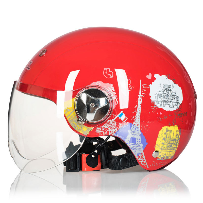 Casco de coche eléctrico mujer fábrica al por mayor verano batería coche casco ligero lindo personalidad medio casco motocicleta
