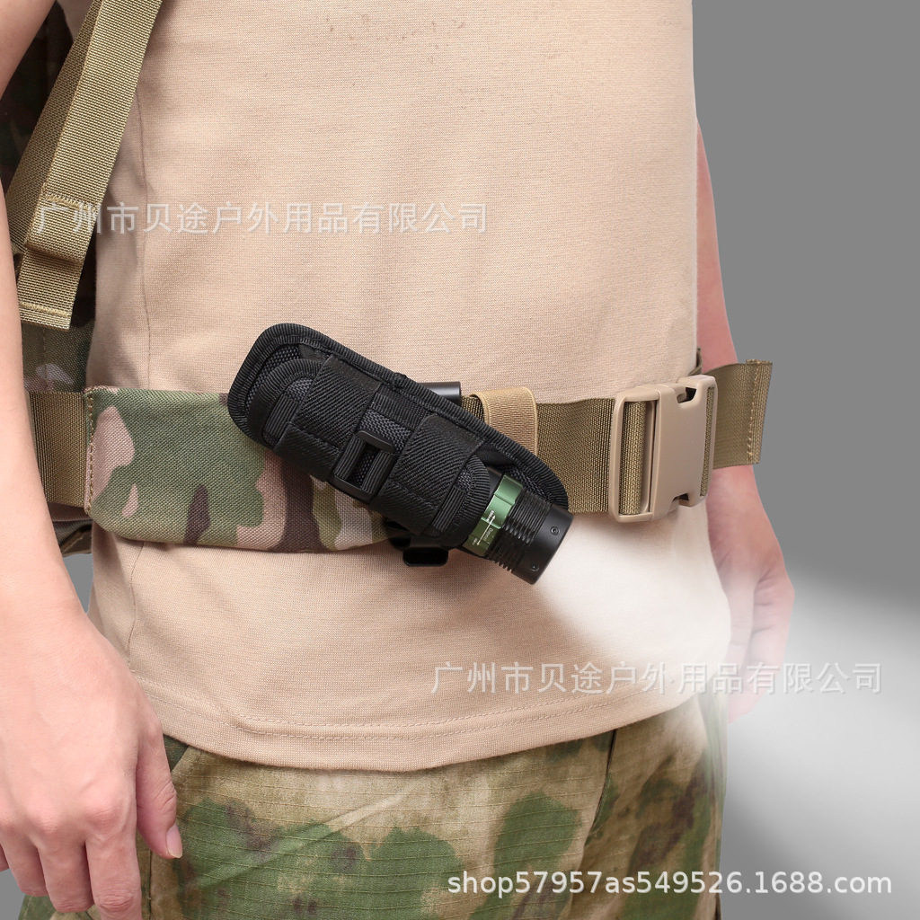 Outdoor hiking 360-degree rotating flashlight bag, tactical flashlight holster, outdoor sports waist pack, small tool bag.