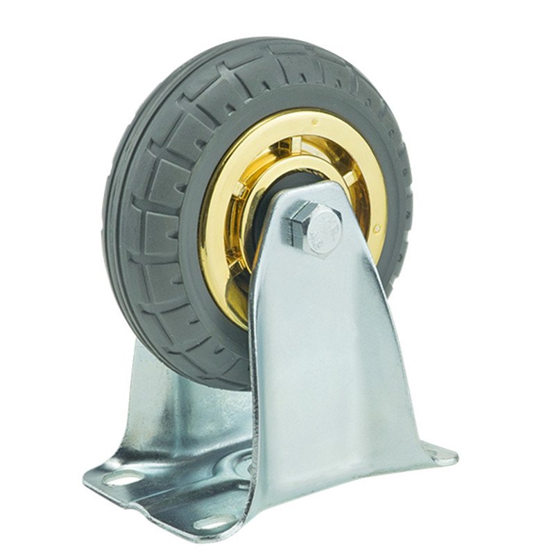 Rueda de goma de baliza chapada en oro de tamaño mediano 3 pulgadas 4 pulgadas 5 pulgadas rodamiento doble estante de absorción de impactos ultra silencioso con ruedas de freno
