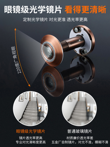 Lelang entrance door anti-theft door stainless steel 304 cat's eye high-definition wide-angle cat's eye anti-pry plug hole rear cover door mirror