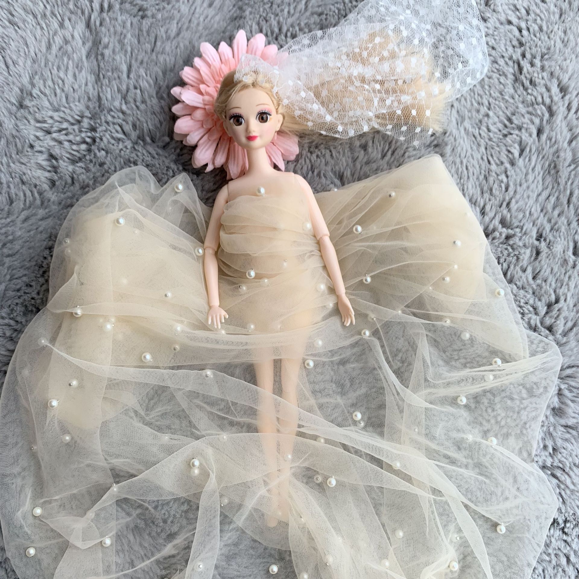Malla de malla de perlas brillantes Hanfu Lolita tela de Mantel malla de rombo tridimensional