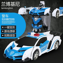 Cross-border children's deformation remote control toy car boy electric toy robot racing gold steel car manufacturer wholesale