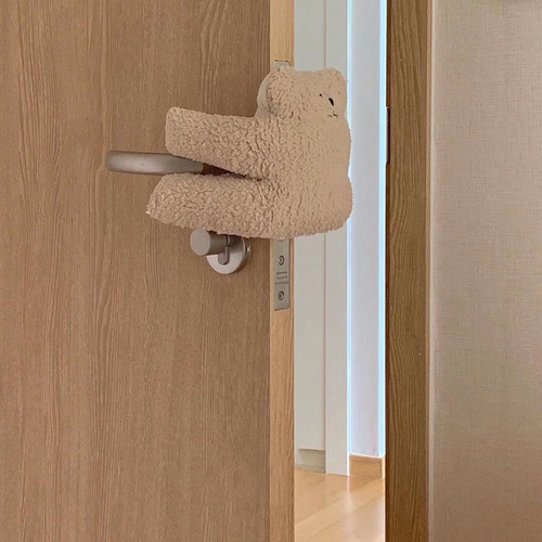 ins style Korean door handle anti-collision children's room anti-pinch safety door stop cute plush bear bunny doll