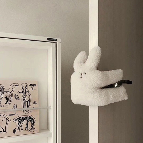 ins style Korean door handle anti-collision children's room anti-pinch safety door stop cute plush bear bunny doll