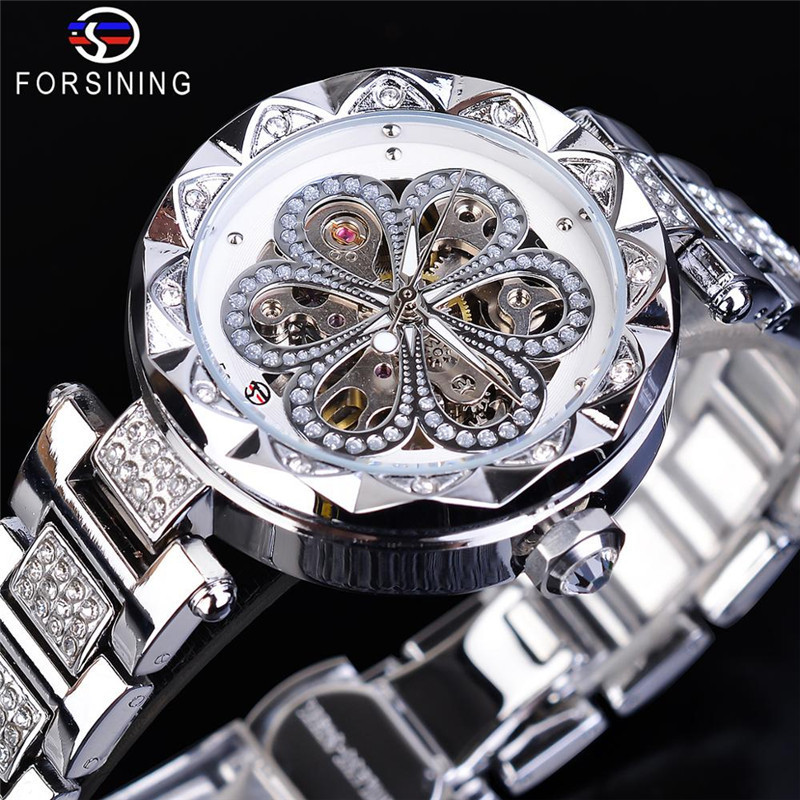 Women's Rhinestone Skeleton Mechanical Watch Fashion Casual Waterproof Automatic Style_voghion.com