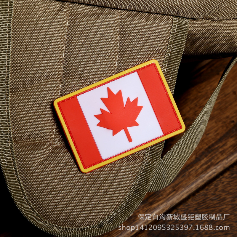 PVC臂章加拿大国旗枫叶国旗软壳章士气臂章魔术贴章迷彩商标潮牌