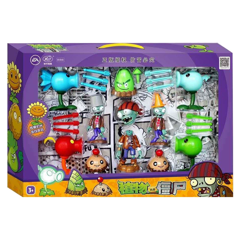 Подлинная наборы Plants vs. Zombies, игрушка, большой набор, подарочная коробка для мальчиков, кукла для детей, полный набор, подарок на день рождения