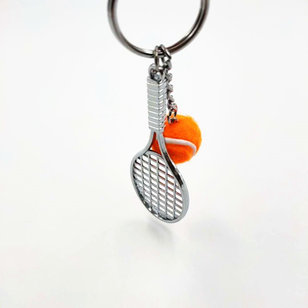 Mini raqueta de tenis de simulación conjunto de dos piezas llavero colgante adornos deportivos ventiladores pequeños regalos transfronterizos