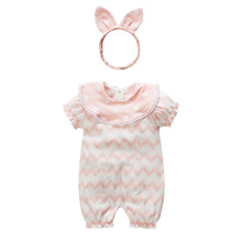 韩版婴儿连体衣夏装三个月宝宝衣服百天新生儿满月短爬薄跨境热销