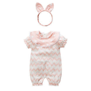 Korean-style baby jumpsuit summer clothes for three months old baby 100 years old baby clothes for 100 days newborn full moon short climbing thin