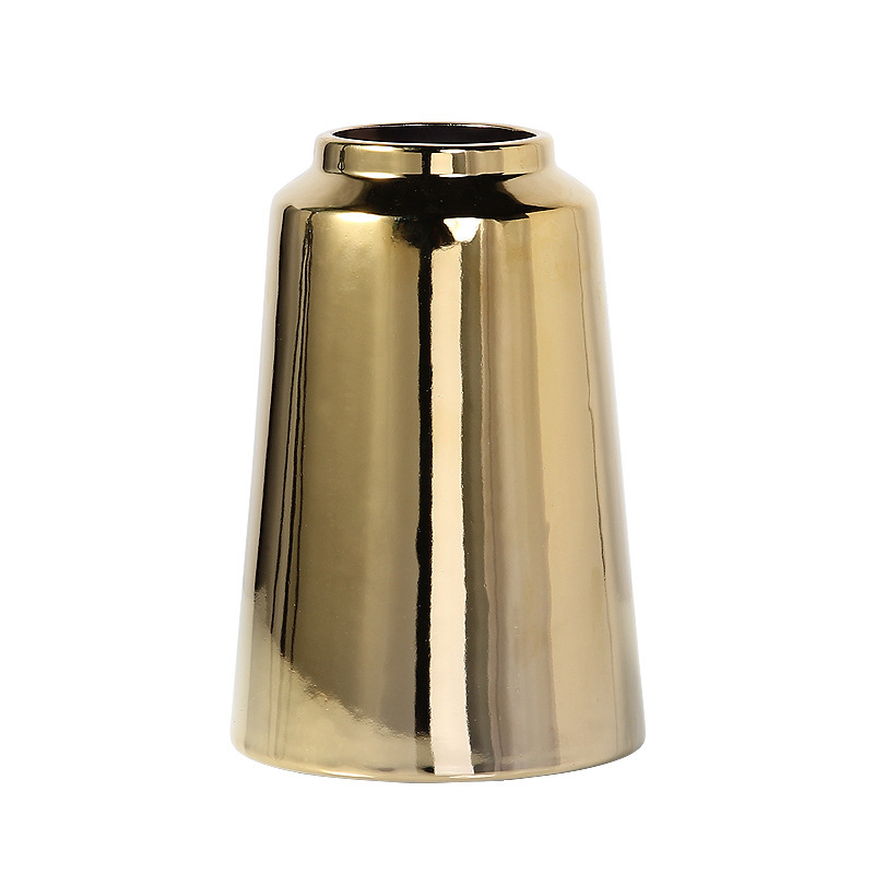 Luz de lujo creativo cerámica decorativa florero oro simple sala de estar flor arreglo florero al por mayor ins hogar arte Decoración