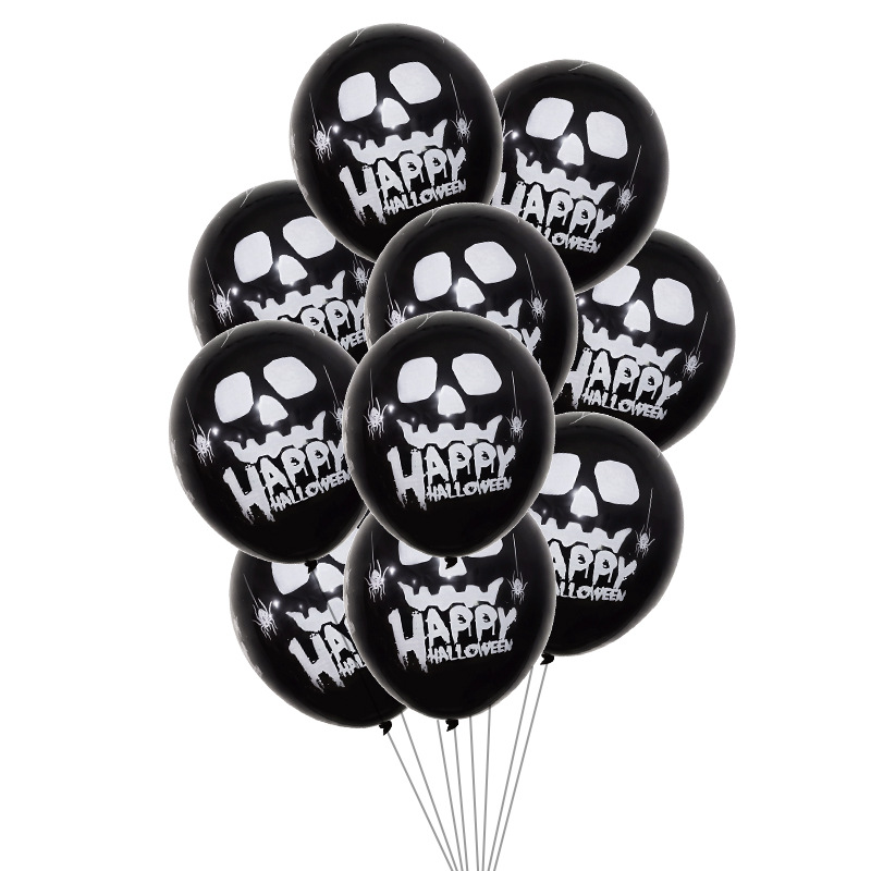 Halloween globo decoración fantasma cráneo calabaza murciélago impresión látex 12 pulgadas globo de Halloween