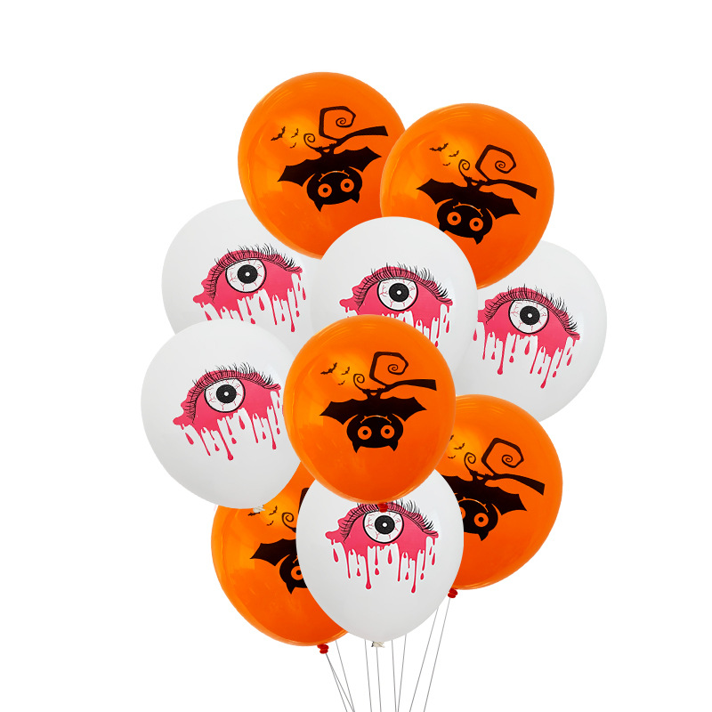 Halloween globo decoración fantasma cráneo calabaza murciélago impresión látex 12 pulgadas globo de Halloween