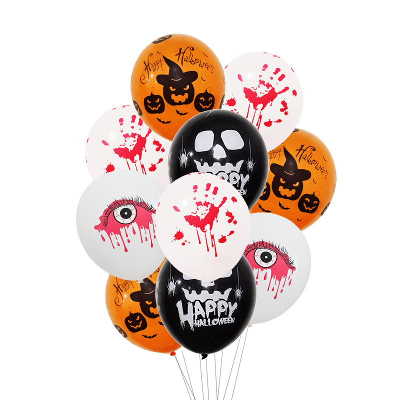 Halloween globo decoración fantasma cráneo calabaza murciélago impresión látex 12 pulgadas globo de Halloween