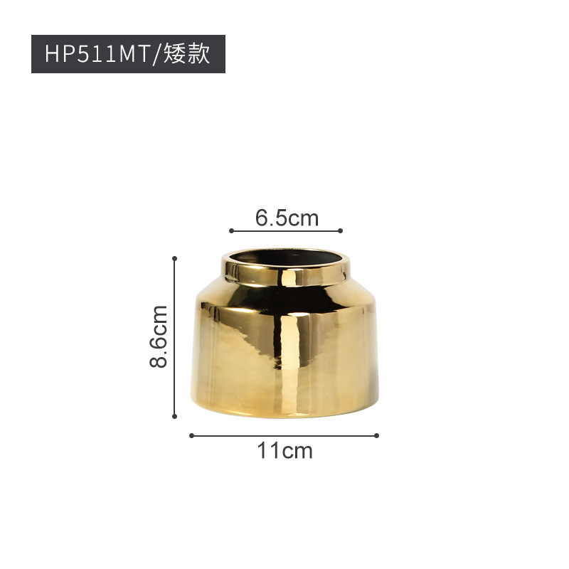 Luz de lujo creativo cerámica decorativa florero oro simple sala de estar flor arreglo florero al por mayor ins hogar arte Decoración