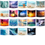 沙滩风景装饰布ins海浪航行跨境家居墙布亚马逊热卖客厅壁毯