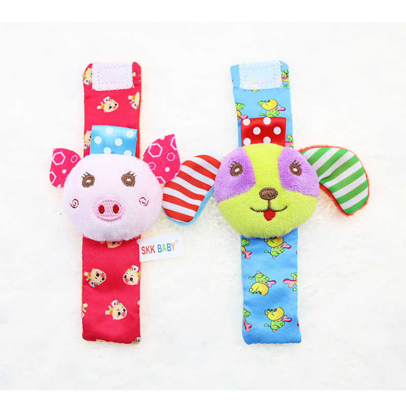 SKKBABY bebé reloj banda de muñeca sonajero bebé animal sonajero calcetines juguetes de peluche 0-12 meses bebé